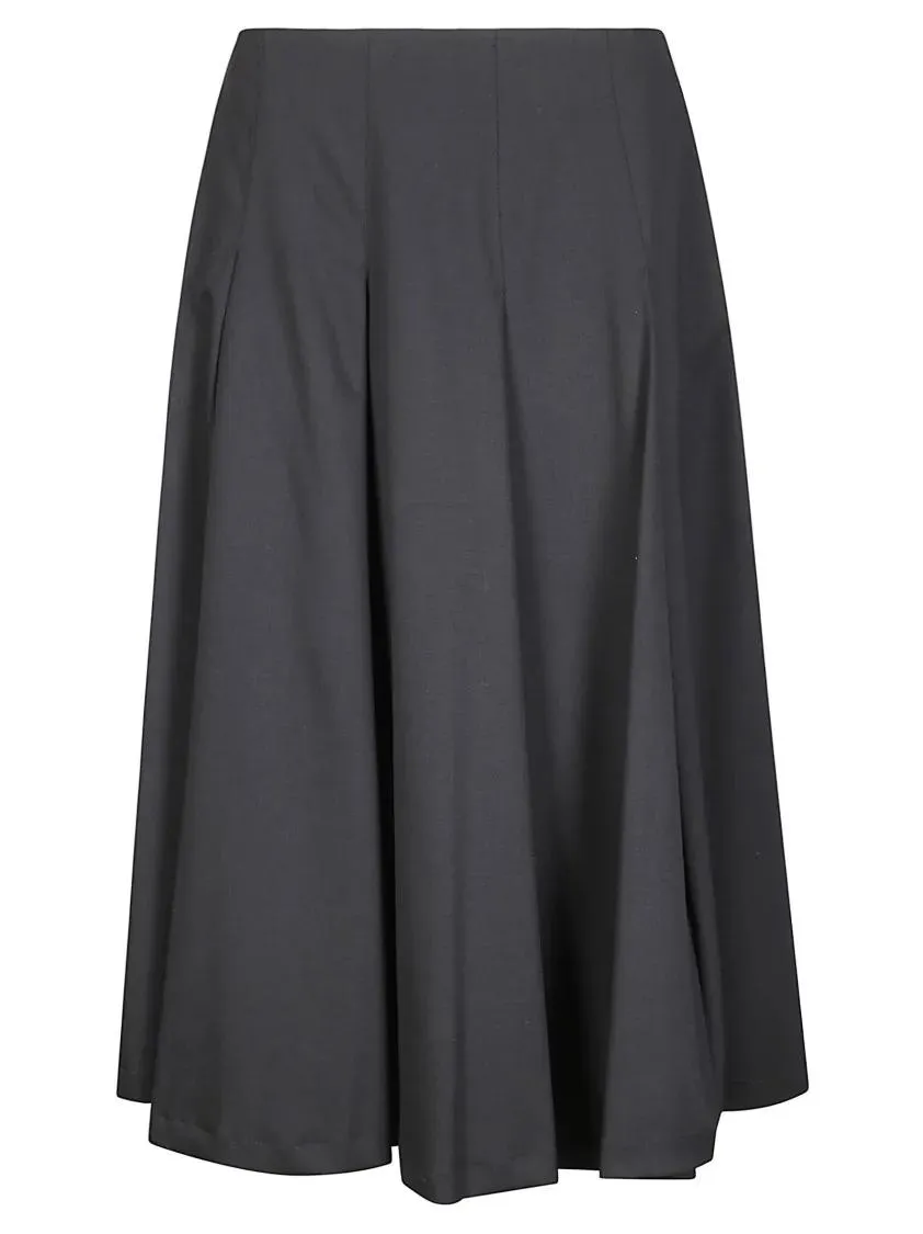 STEFANO MORTARI - Black Flared Skirt With Low Pleats - Größe 40 - schwarz STEFANO MORTARI - Black Flared Skirt With Low Pleats - Größe 40 - schwarz