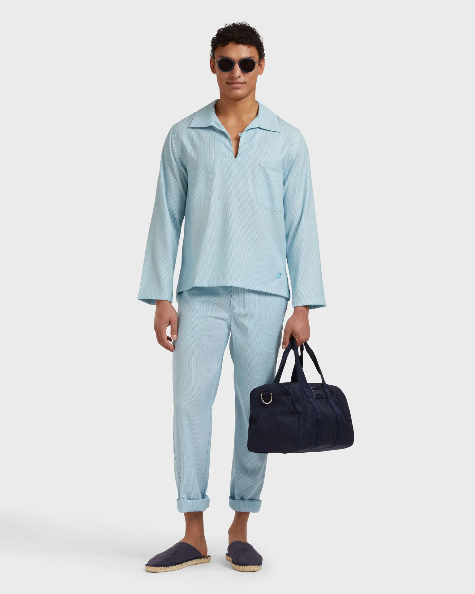 Vilebrequin - Figurbetontes Micro Rayures Cabanhemd Aus Wolle Für Herren - Hemd - Comores - Blau - Größe L – Bild 5