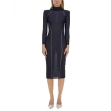 self-portrait - Lurex Knit Midi Dress - Größe M - blau self-portrait - Lurex Knit Midi Dress - Größe M - blau