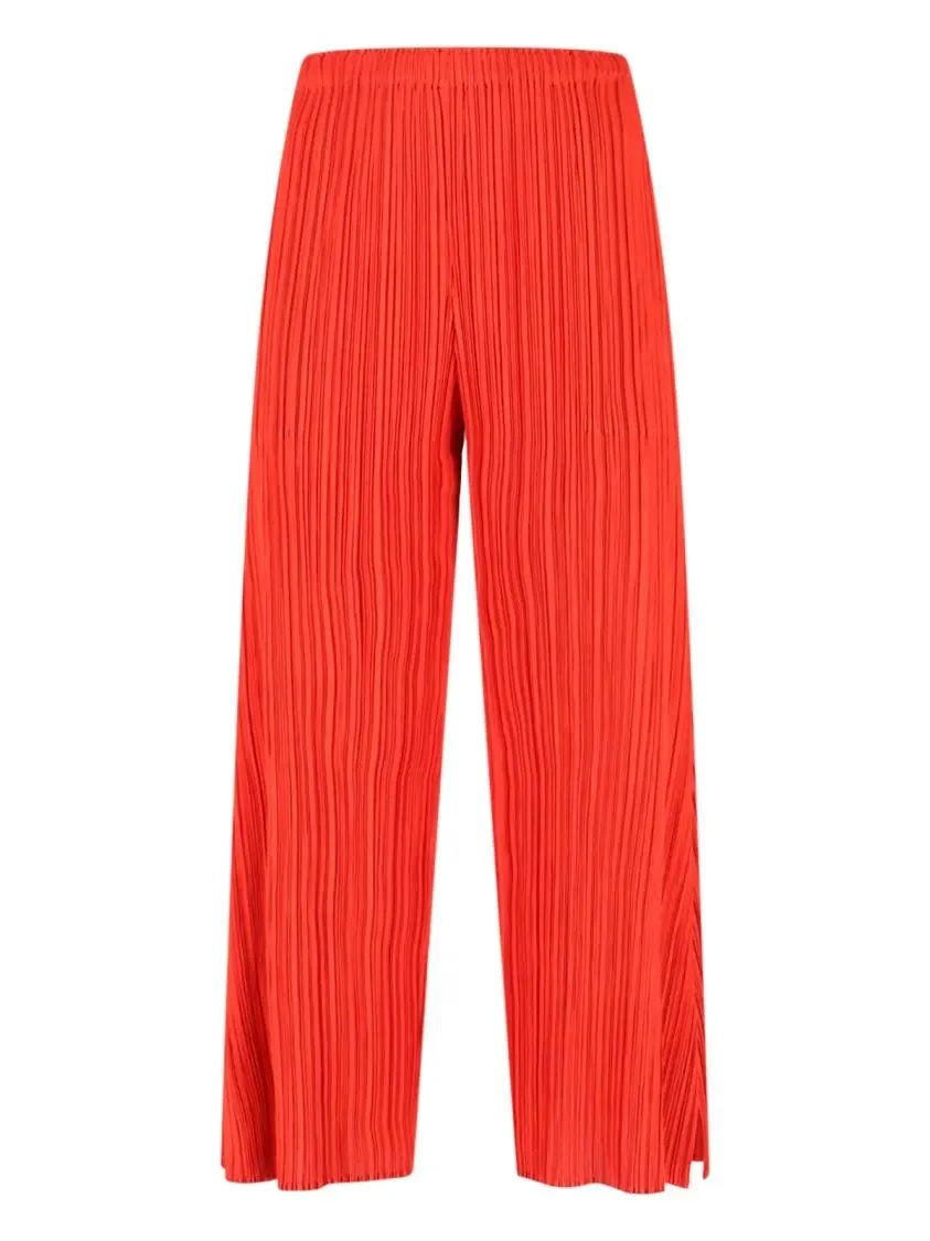 ISSEY MIYAKE PLEATS PLEASE - Wide-Leg Cropped Trousers With Distinctive Pleated - Größe II - pink ISSEY MIYAKE PLEATS PLEASE - Wide-Leg Cropped Trousers With Distinctive Pleated - Größe II - pink