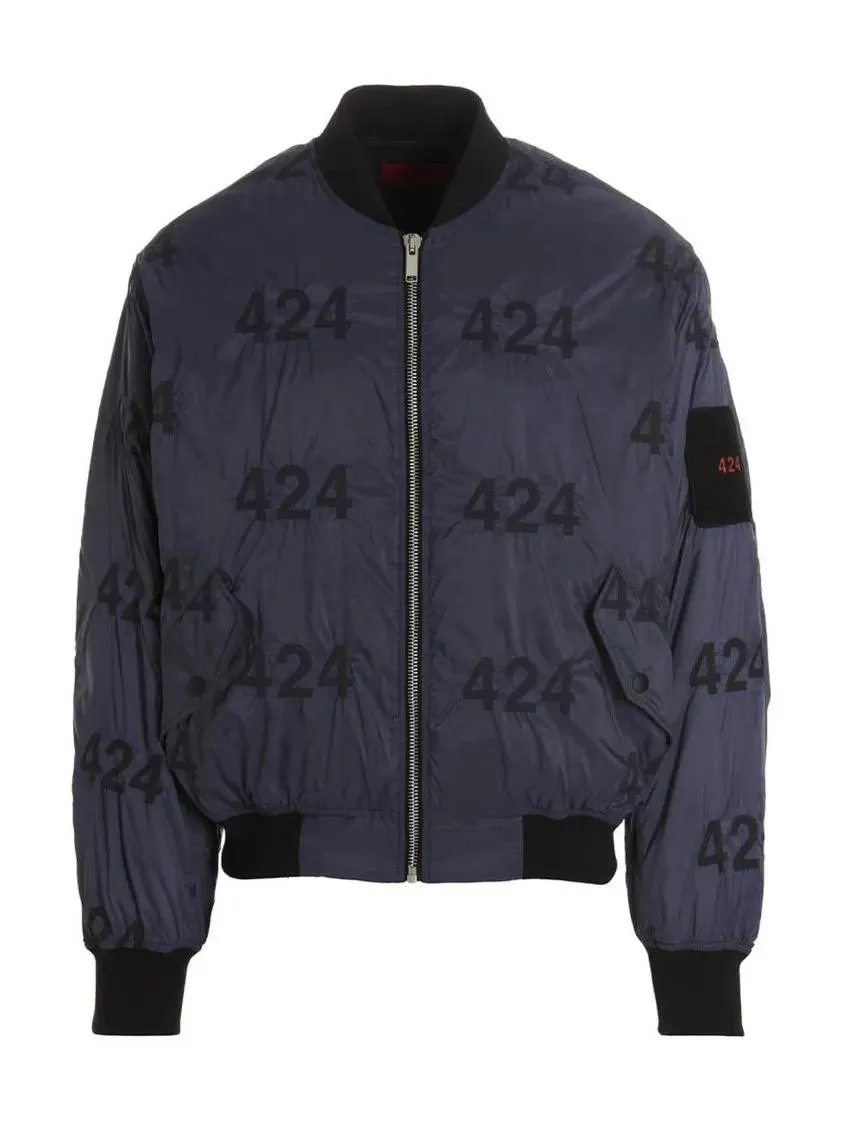 424 - Reversible Logo Bomber Jacket. - Größe S - blau 424 - Reversible Logo Bomber Jacket. - Größe S - blau