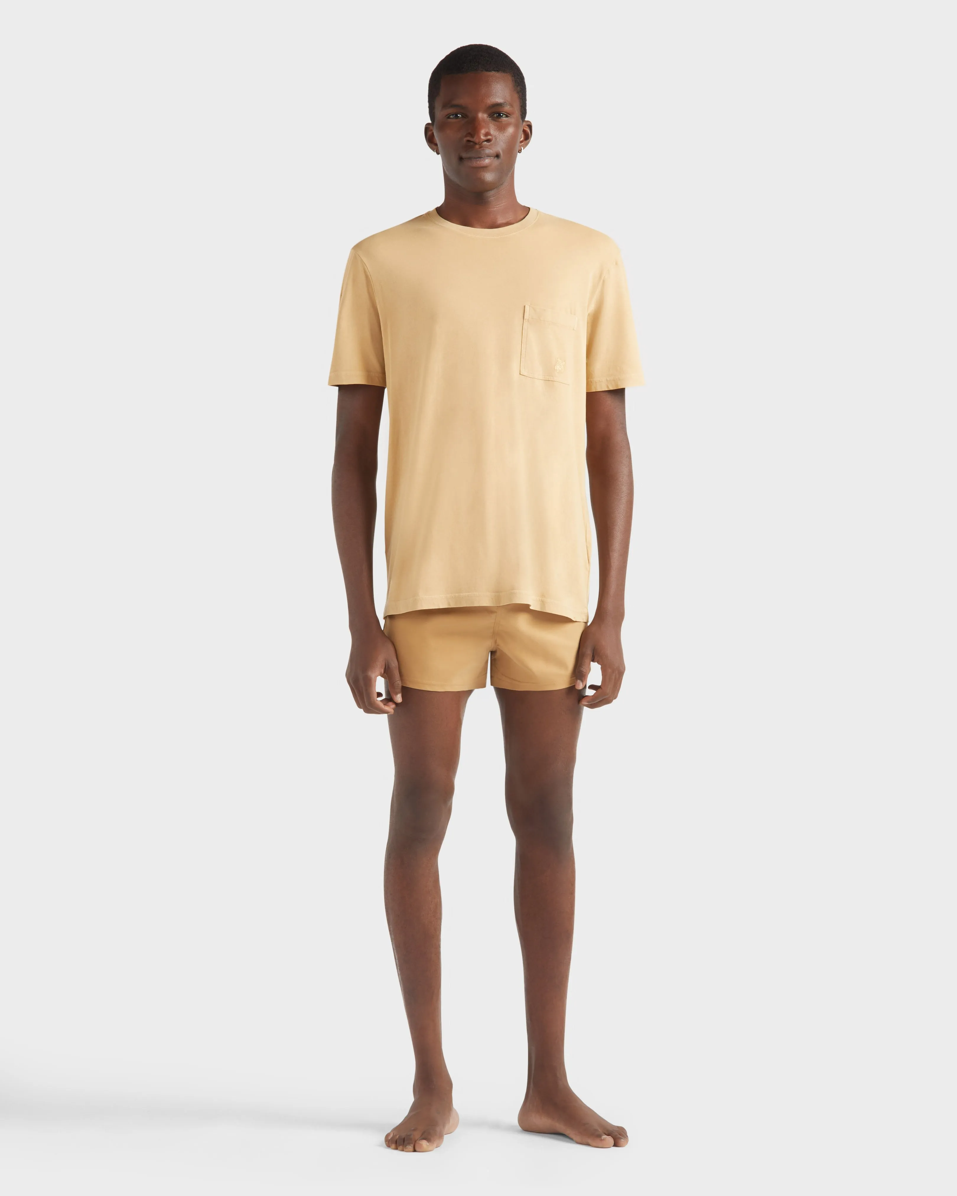 Vilebrequin - Solid T-shirt Aus Bio-baumwolle In Naturfarben Für Herren - T-shirt - Titan - Marone - Größe XL – Bild 3