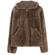 Blancha - Reversible Shearling Jacket With Drawstring Hood - Größe 40 - braun Blancha - Reversible Shearling Jacket With Drawstring Hood - Größe 40 - braun