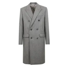 AMI Paris - Herringbone Wool Double-Breasted Coat - Größe 50 - grau AMI Paris - Herringbone Wool Double-Breasted Coat - Größe 50 - grau