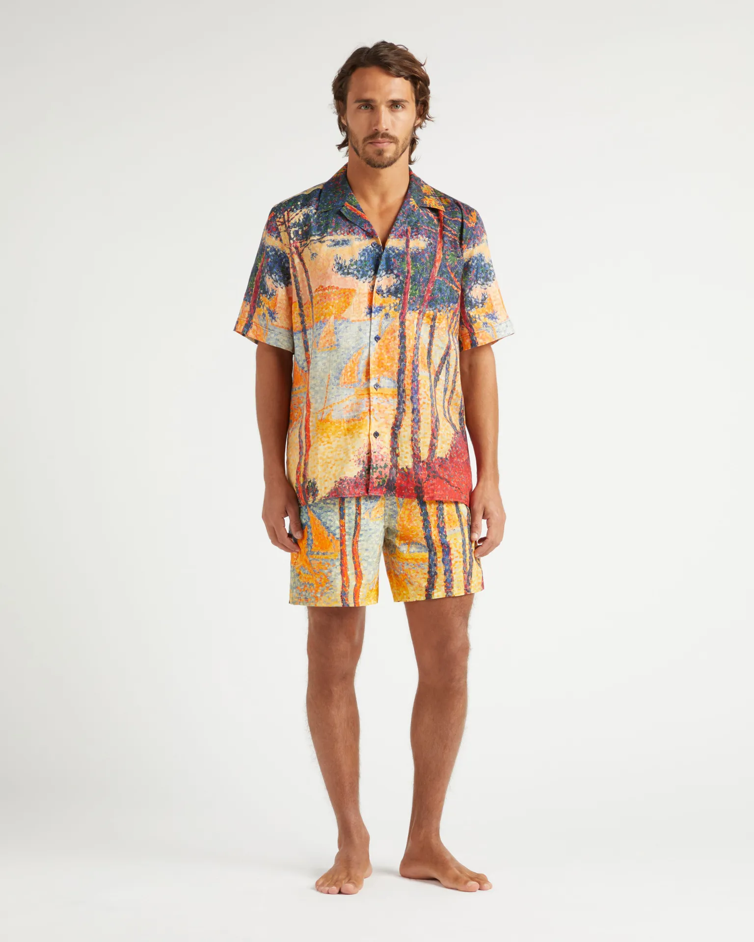 Vilebrequin - Voile Et Pins Bowling-hemd Aus Leinen Für Herren - Hemd - Chelly - Gelb - Größe S – Bild 3