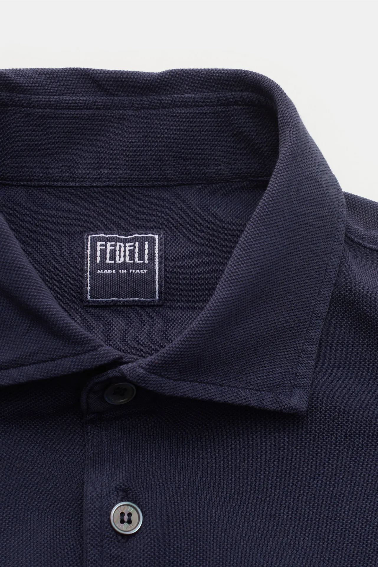Fedeli - Herren - Piqué-Hemd 'Steve' schmaler Kragen navy – Bild 2