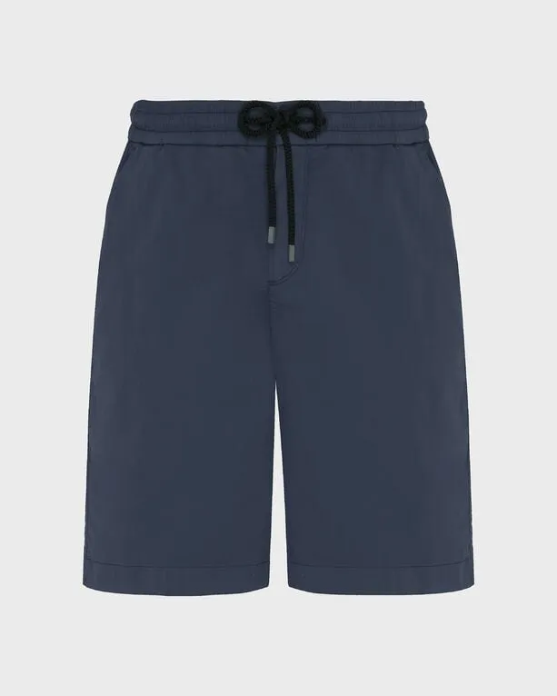 Vilebrequin - Men Satin Cotton Elastic Waist Bermuda Shorts Solid - Bermuda - Bartolo - Blau - Größe XL Vilebrequin - Men Satin Cotton Elastic Waist Bermuda Shorts Solid - Bermuda - Bartolo - Blau - Größe XL