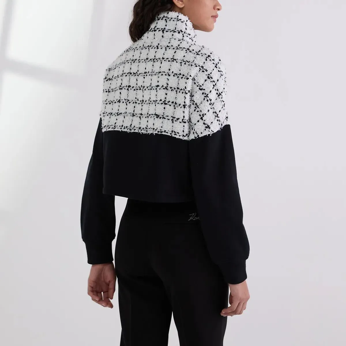 Karl Lagerfeld - SWEATJACKE AUS BOUCLÉ - Größe M - schwarz – Bild 2