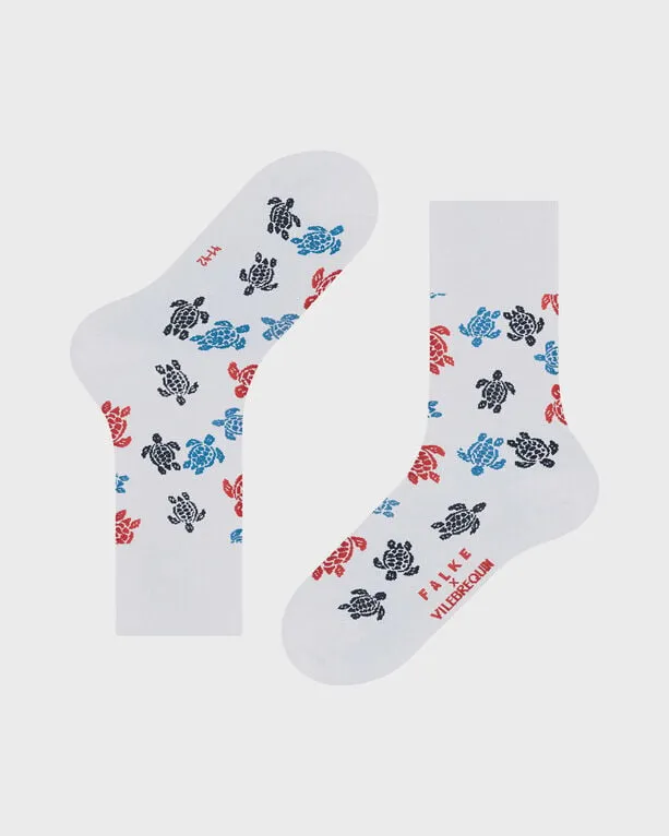 Vilebrequin - Mehrfarbige Rondes Des Tortues Socken Für Herren – Vilebrequin X Falke - Socken - Socks4 - Weiss - Größe 41-42 Vilebrequin - Mehrfarbige Rondes Des Tortues Socken Für Herren – Vilebrequin X Falke - Socken - Socks4 - Weiss - Größe 41-42
