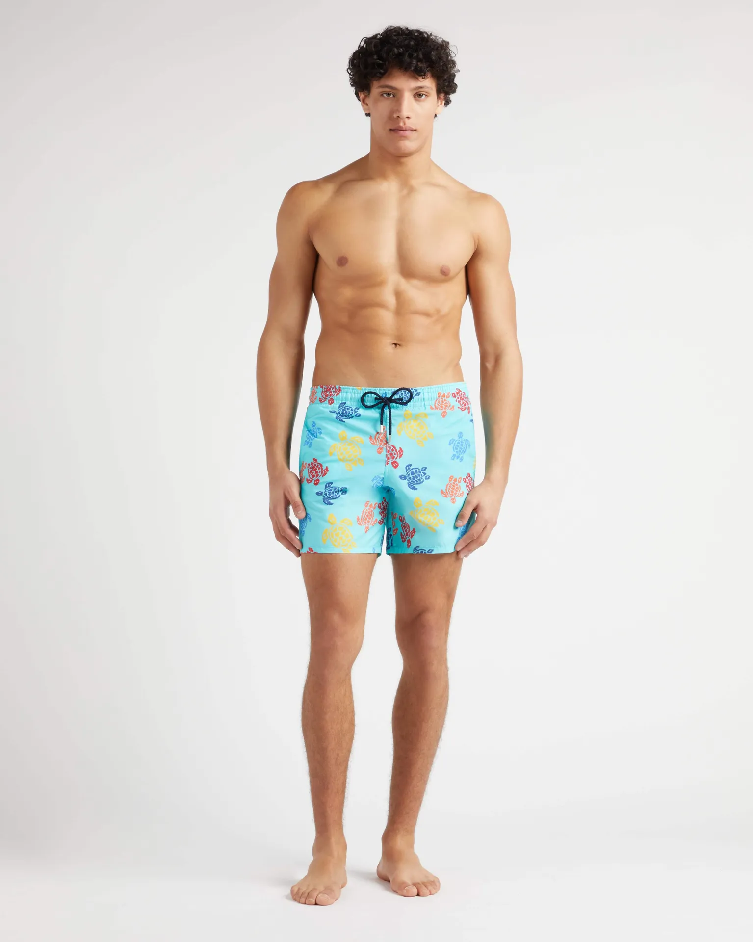 Vilebrequin - Ronde Des Tortues Tricot Badeshorts Für Herren – Vilebrequin X Falke - Bademode - Moorea - Blau - Größe XXL – Bild 3