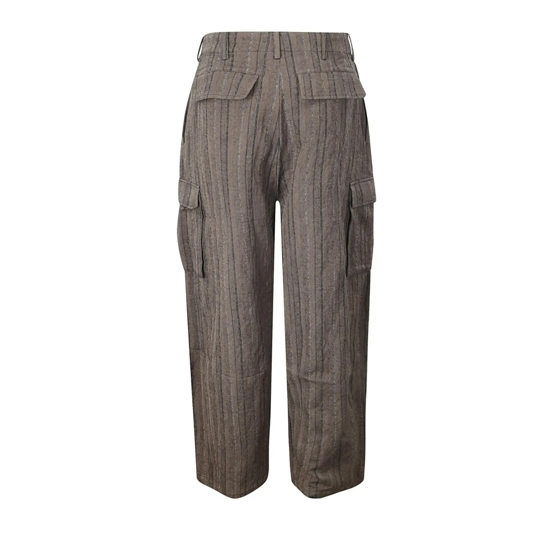 DAWEI STUDIO - Pinstripe Cotton Blend Trousers - Größe 34 - braun – Bild 3