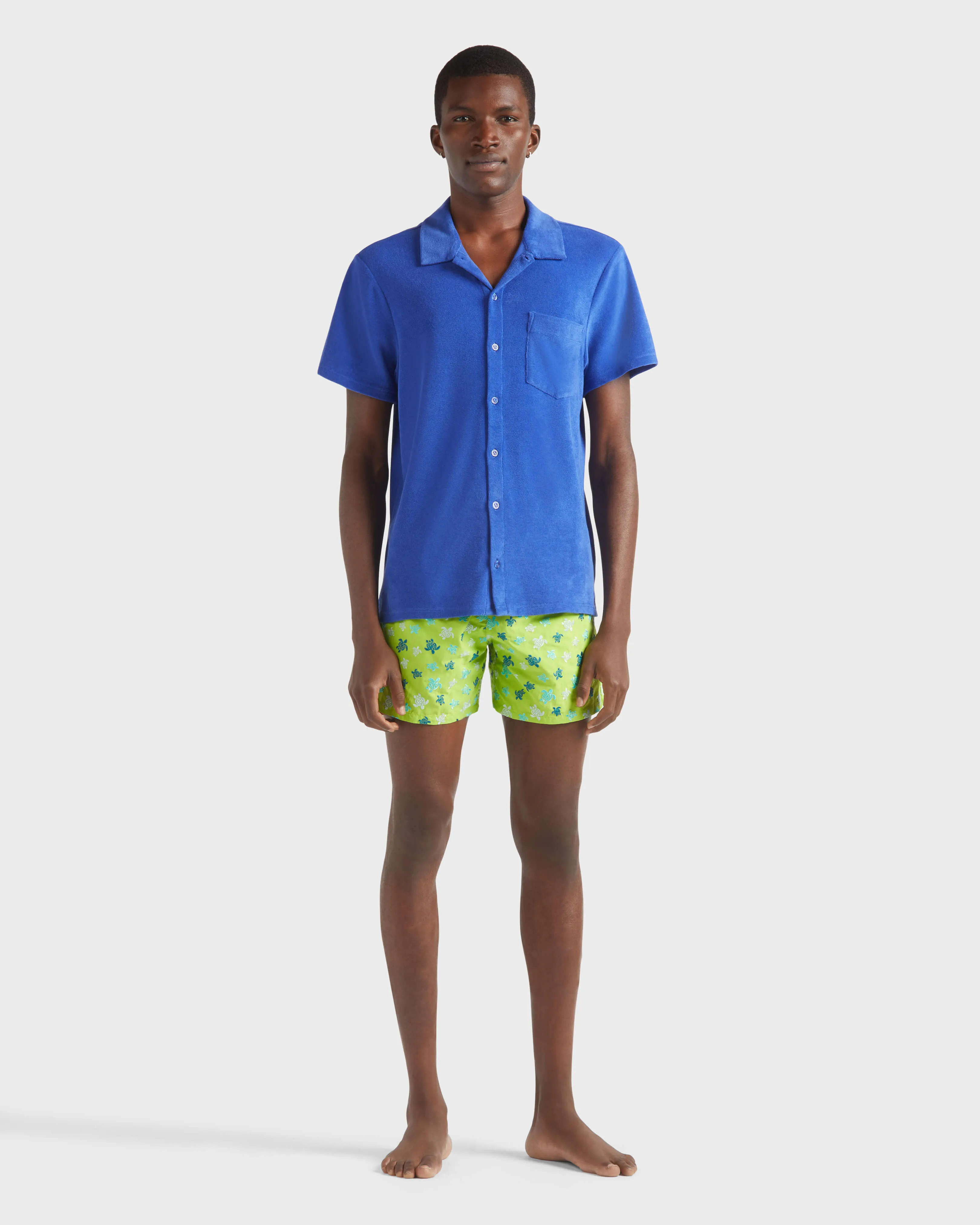 Vilebrequin - Solid Unisex-bowling-hemd Aus Baumwolle - Hemd - Charli - Blau - Größe XXXL – Bild 3