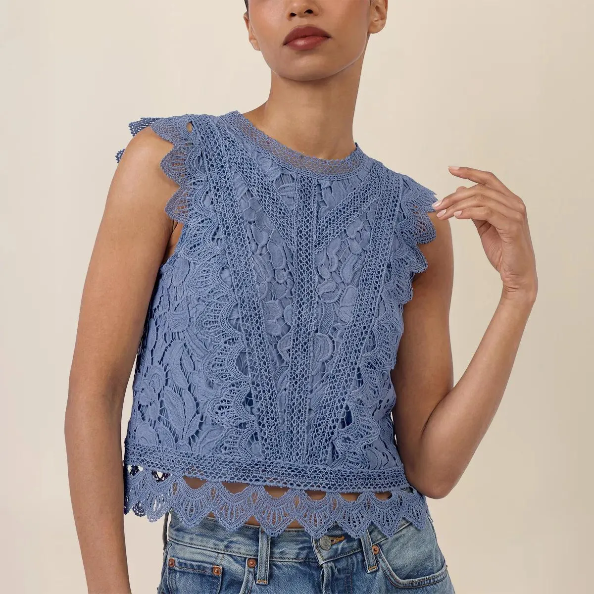 Apart - Spitzentop - Größe 42 - blau – Bild 3