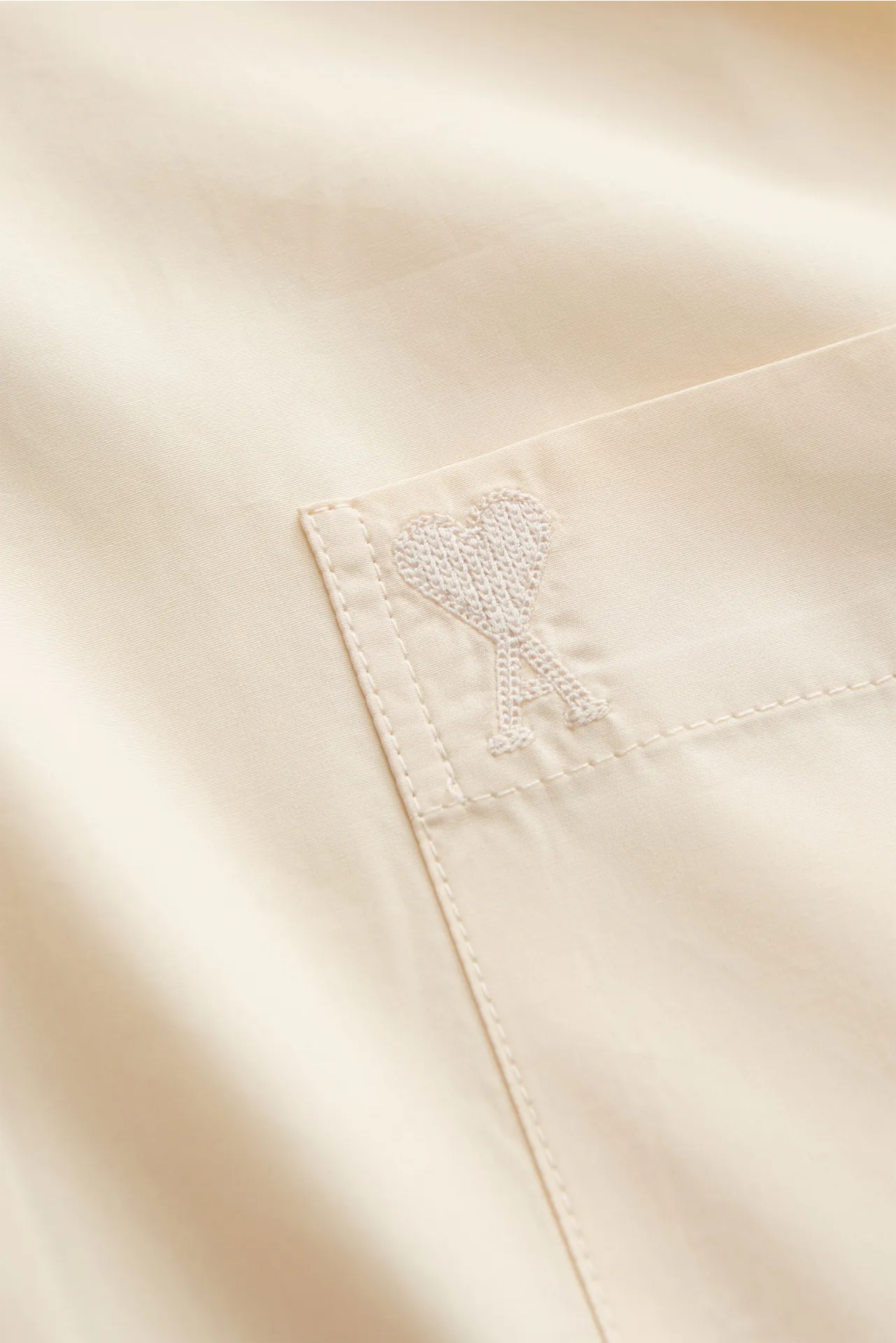 Ami Paris - Herren - Kurzarmhemd Kent-Kragen creme – Bild 4