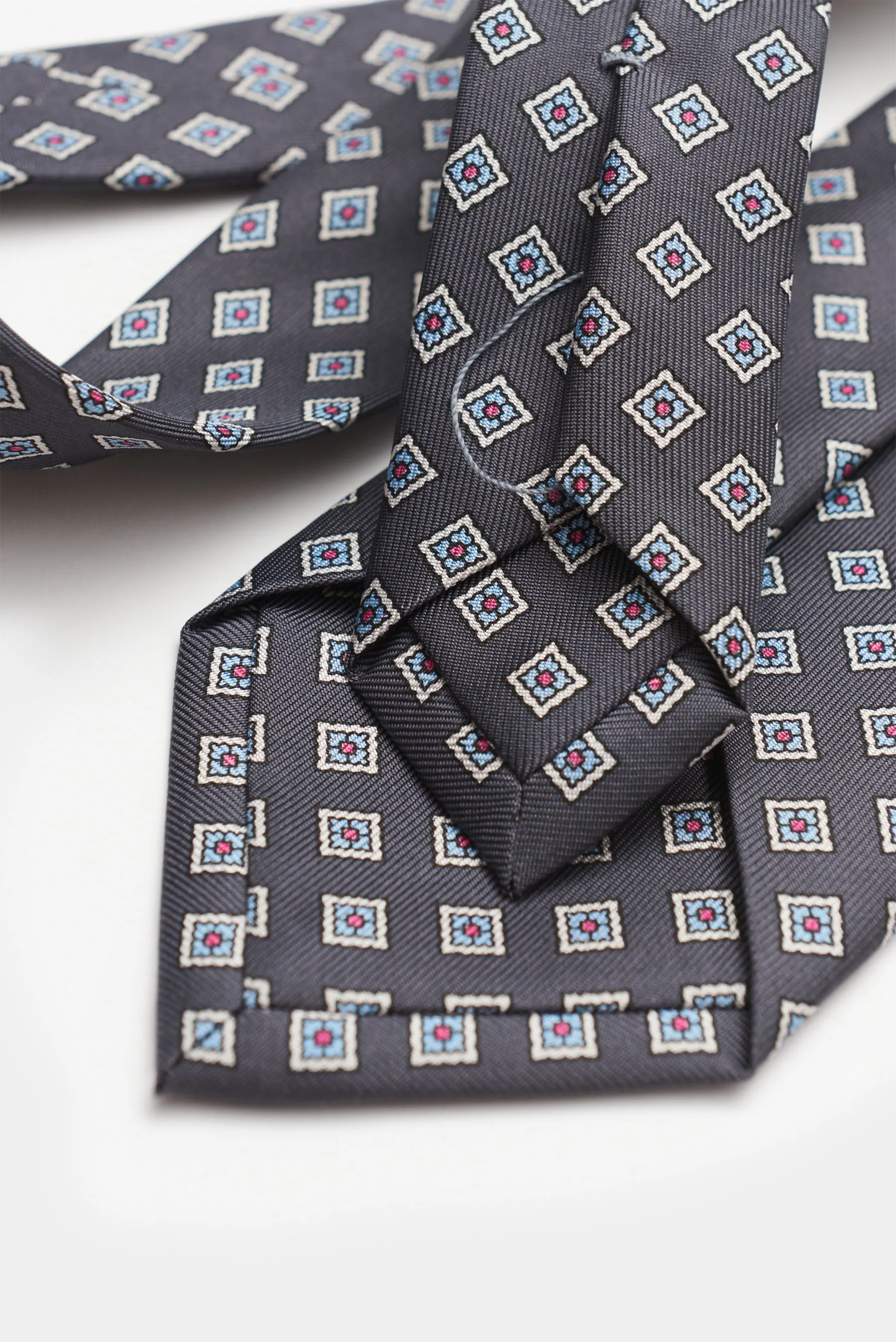 Bigi - Herren - Seidenkrawatte 'Nilo' dunkelgrau/hellblau/weiß gemustert – Bild 3