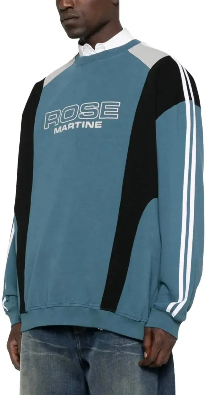 Martine Rose - Panelled Sweatshirt Blue Agean Rose Outline - Größe XL - blau – Bild 4