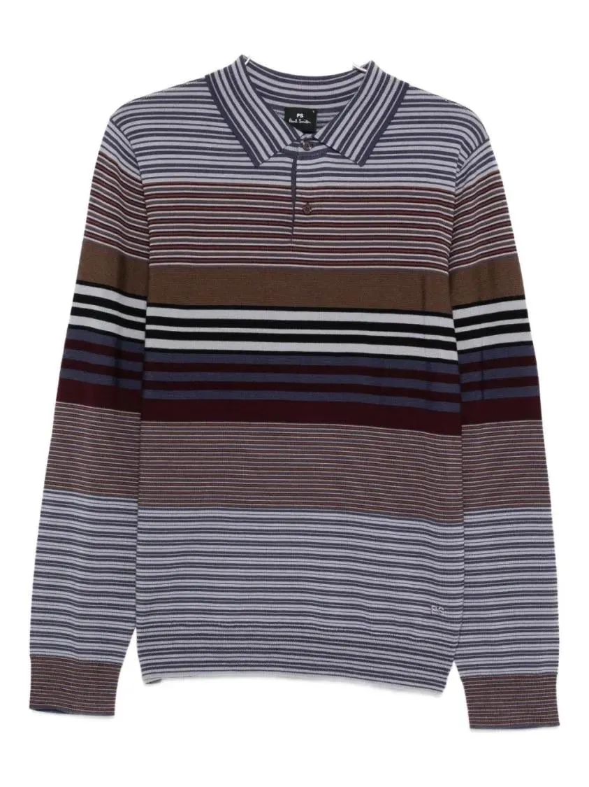 Paul Smith - Long-Sleeve Polo Sweater In Viola - Größe L - grau Paul Smith - Long-Sleeve Polo Sweater In Viola - Größe L - grau