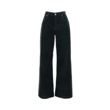 Haikure - Wide-Leg Ribbed Cotton Jeans With Leather Logo Tag - Größe 25 - schwarz Haikure - Wide-Leg Ribbed Cotton Jeans With Leather Logo Tag - Größe 25 - schwarz