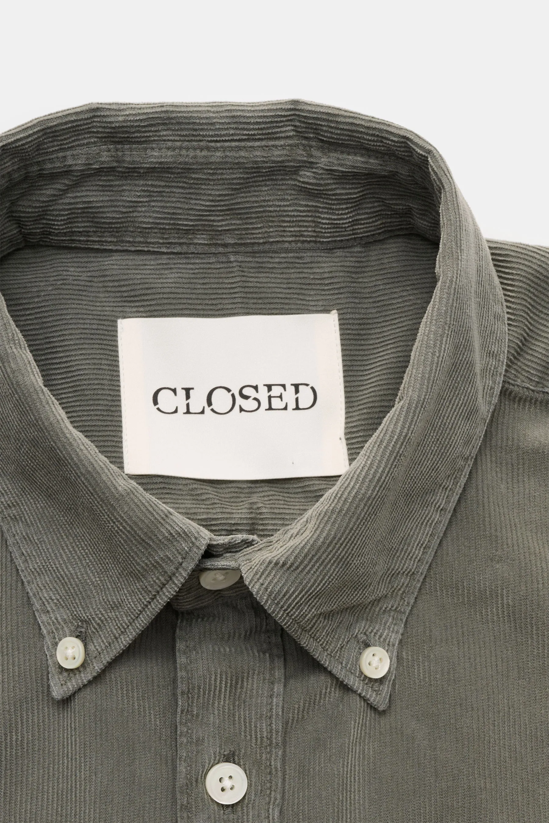 Closed - Herren - Cordhemd Button-Down-Kragen graugrün – Bild 2