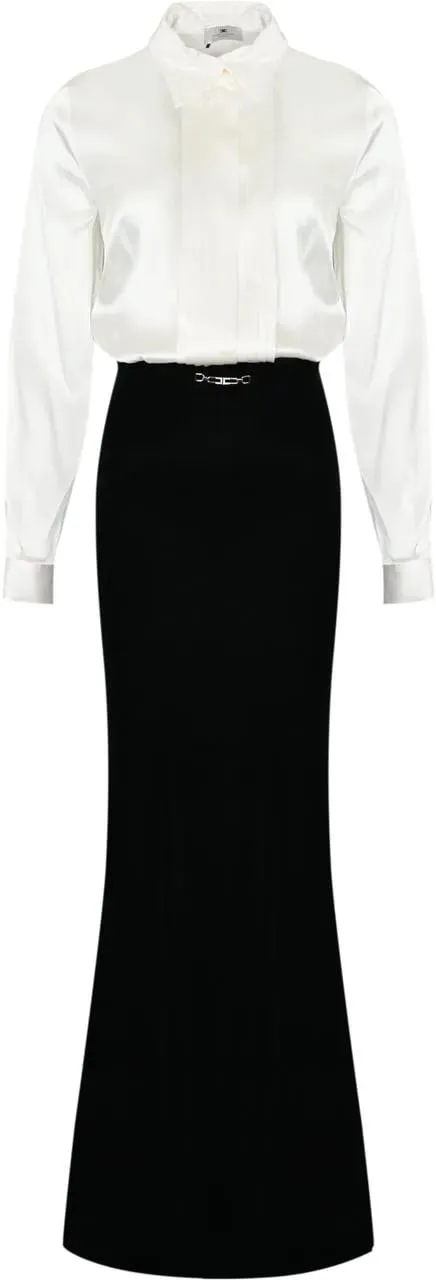 Elisabetta Franchi - Silk Blend Midi Dress With Long Sleeves - Größe 42 - schwarz Elisabetta Franchi - Silk Blend Midi Dress With Long Sleeves - Größe 42 - schwarz