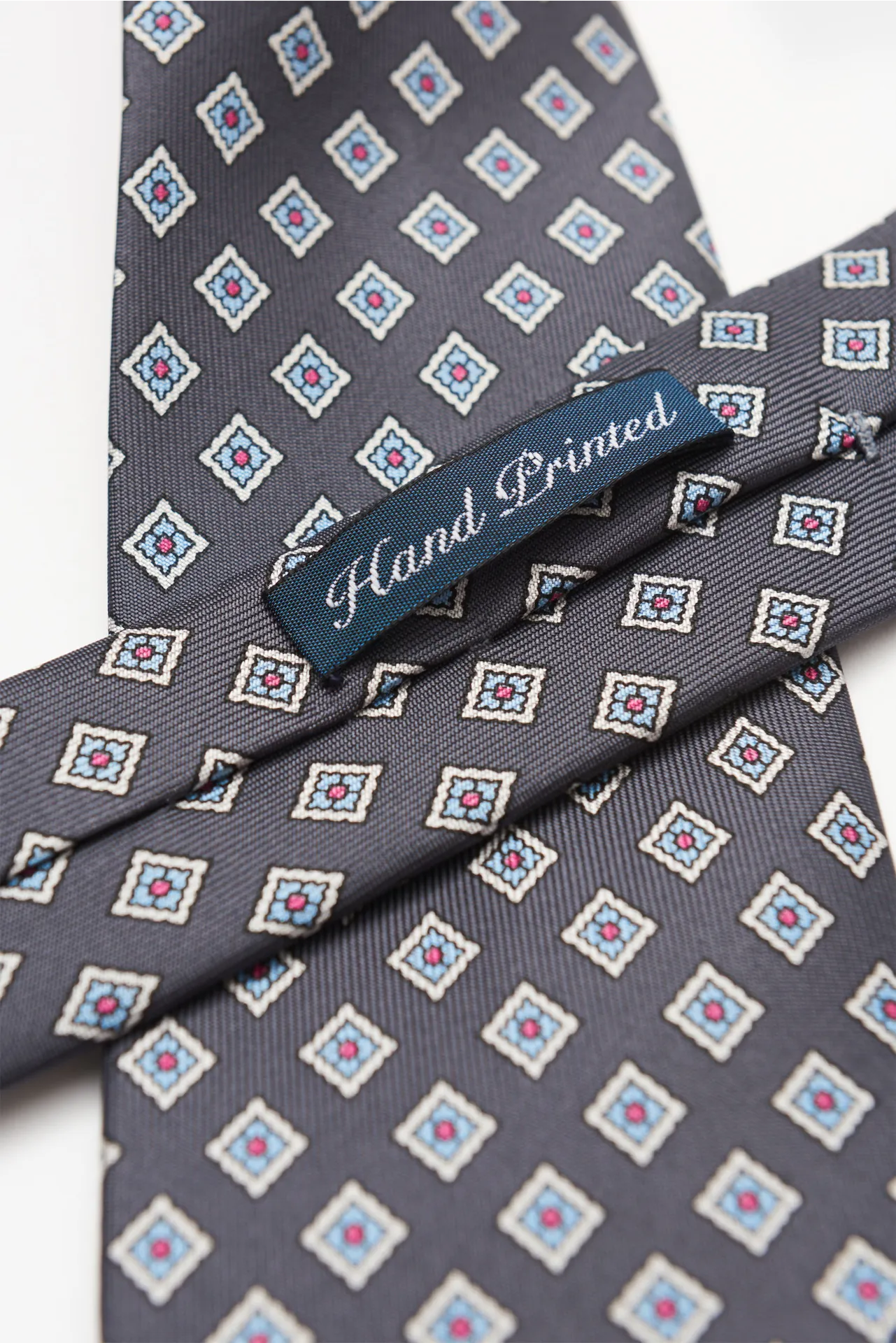 Bigi - Herren - Seidenkrawatte 'Nilo' dunkelgrau/hellblau/weiß gemustert – Bild 4