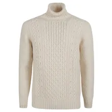 Drumohr - Aran Knit Turtleneck Sweater In Creamy Lambswool - Größe 50 - beige Drumohr - Aran Knit Turtleneck Sweater In Creamy Lambswool - Größe 50 - beige