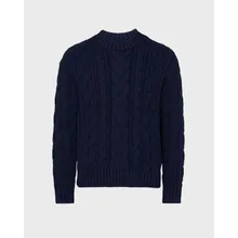 Vilebrequin - Herren Zopfmuster-baumwollpullover - Pullover - Philippe - Blau - Größe M Vilebrequin - Herren Zopfmuster-baumwollpullover - Pullover - Philippe - Blau - Größe M