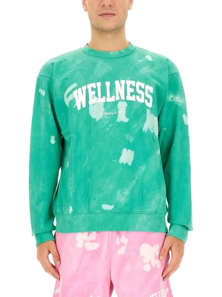 Sporty And Rich - Relaxed Fit Tie-Dye Sweatshirt - Größe S - grün – Bild 4