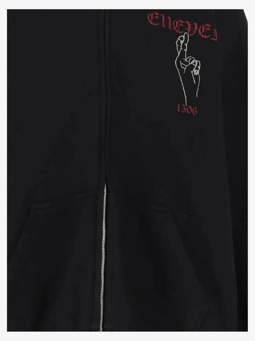 WE11 Done - Cotton Sweatshirt With Elleven Graphic Print - Größe XL - schwarz – Bild 2