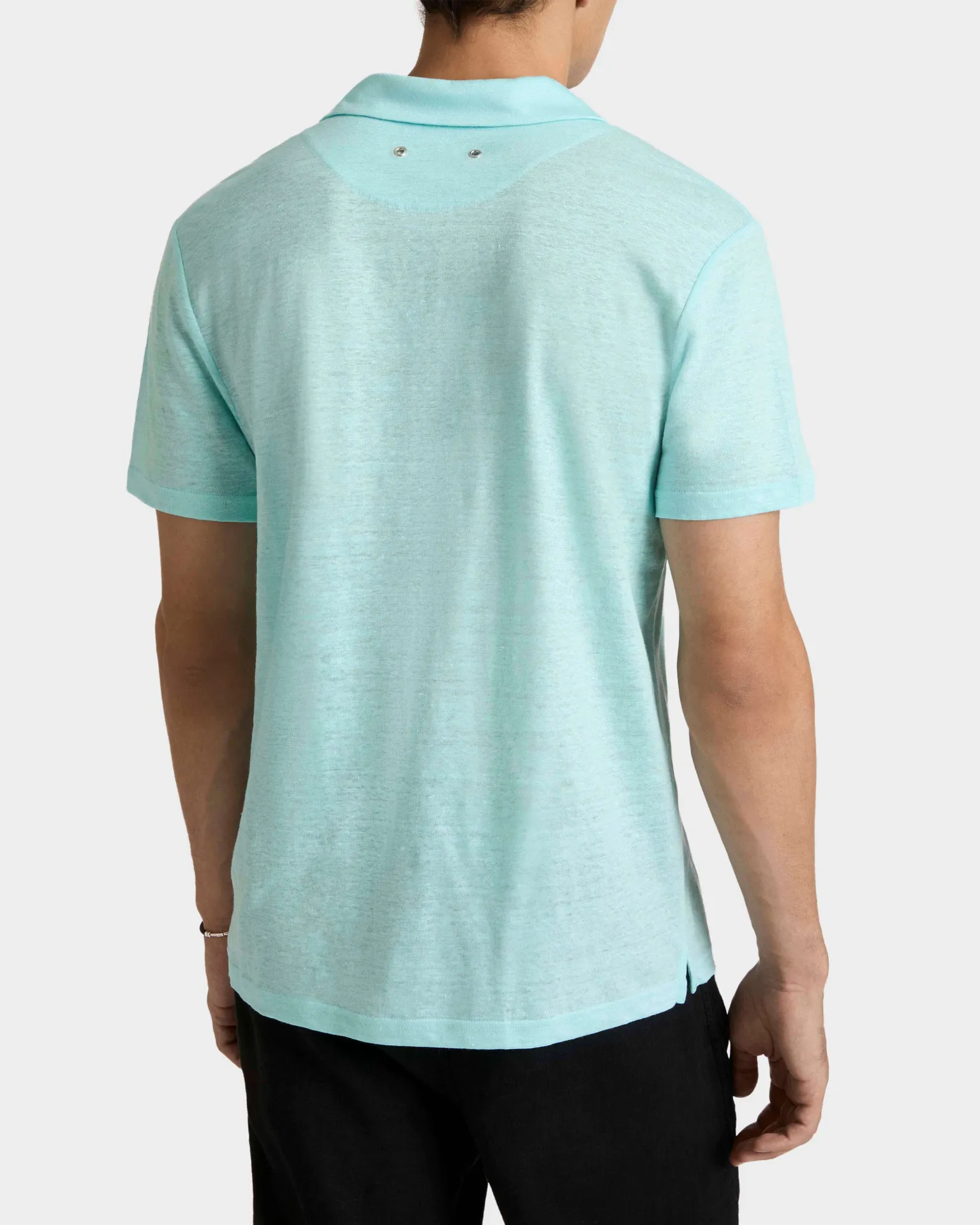 Vilebrequin - Einfarbiges Polohemd Aus Leinenjersey Für Herren - Polohemd - Pyramid - Blau - Größe XL – Bild 4