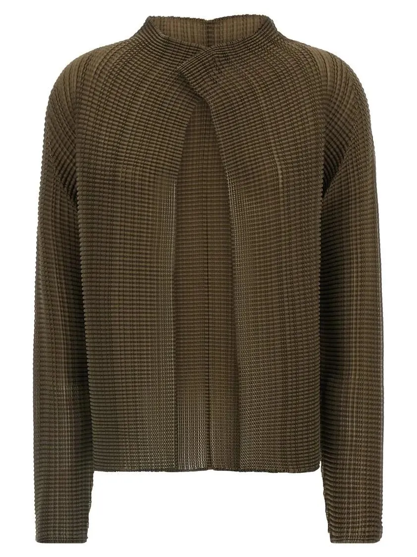 Issey Miyake - %27Wooly Pleats-58%27 Cardigan - Größe 2 - grün Issey Miyake - %27Wooly Pleats-58%27 Cardigan - Größe 2 - grün