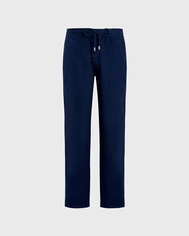 Vilebrequin - Solid Gerade Geschnittene Leinenhose Für Herren - Hose - Parc - Blau - Größe XXL Vilebrequin - Solid Gerade Geschnittene Leinenhose Für Herren - Hose - Parc - Blau - Größe XXL