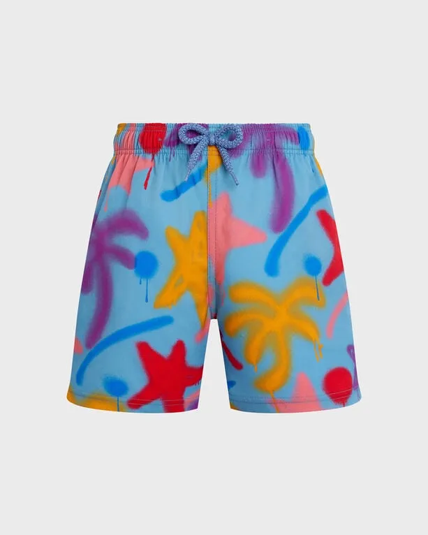 Vilebrequin - Spray Paint Stretch-badeshorts Für Jungen - Vbq X Palm Angels - Bademode - Jirise - Blau - Größe 6 Vilebrequin - Spray Paint Stretch-badeshorts Für Jungen - Vbq X Palm Angels - Bademode - Jirise - Blau - Größe 6