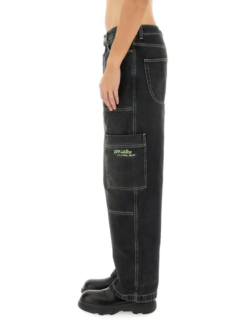Off-White - Relaxed Fit Cargo Jeans - Größe 32 - schwarz – Bild 2