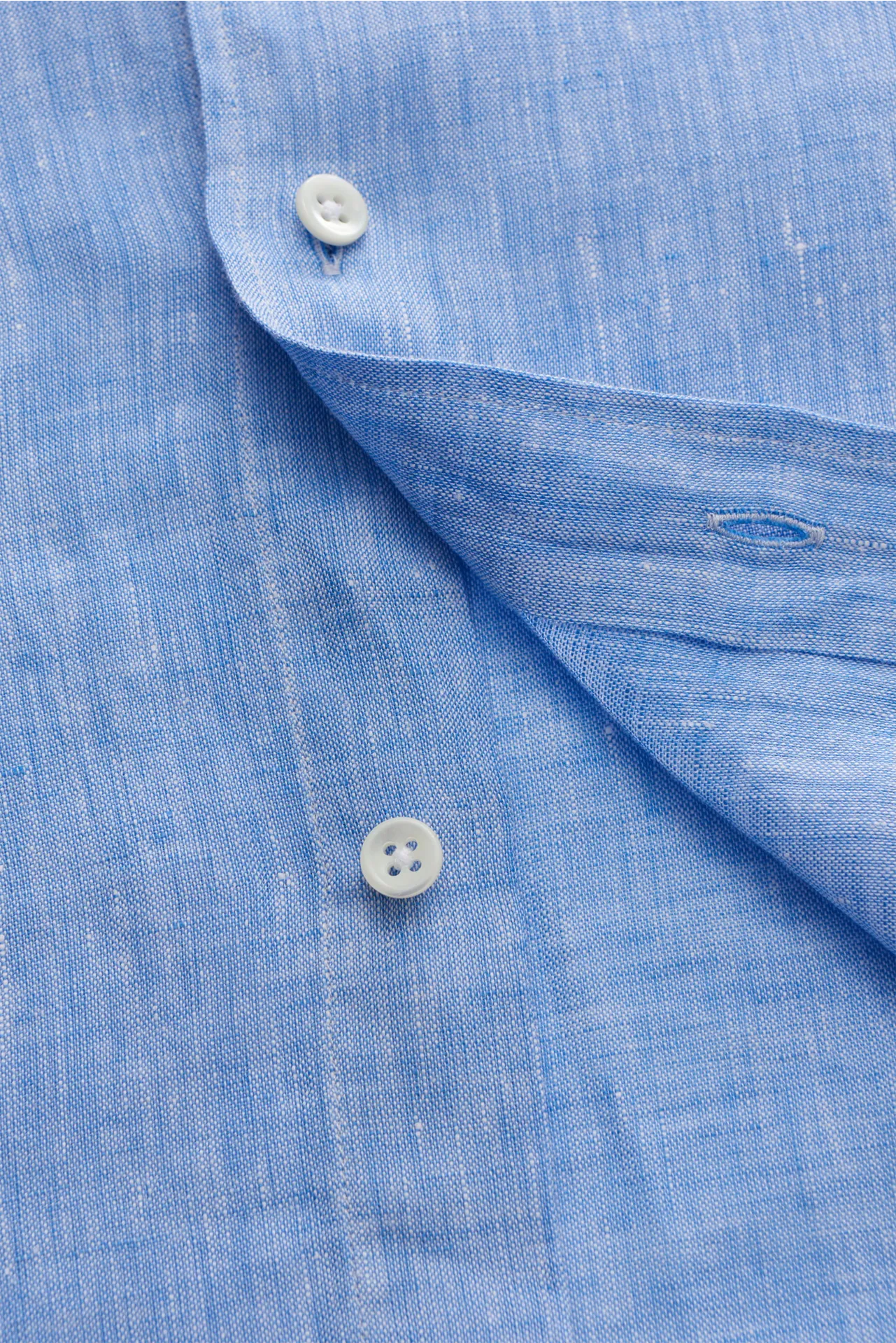 Glanshirt - Herren - Leinenhemd schmaler Kragen blau/weiß meliert – Bild 4