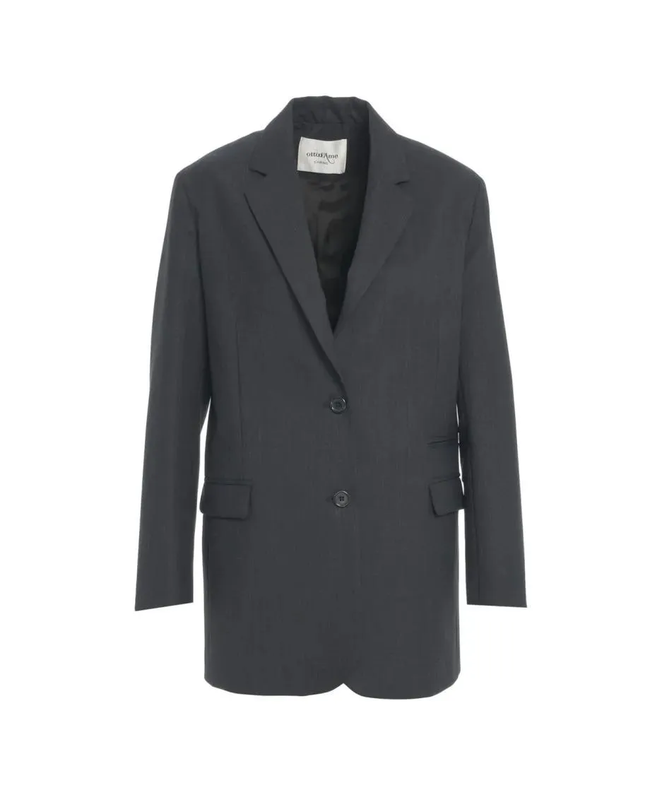 Ottod%27ame - Textured Oversized Blazer With Classic Notch Colla - Größe 40 - grau Ottod%27ame - Textured Oversized Blazer With Classic Notch Colla - Größe 40 - grau