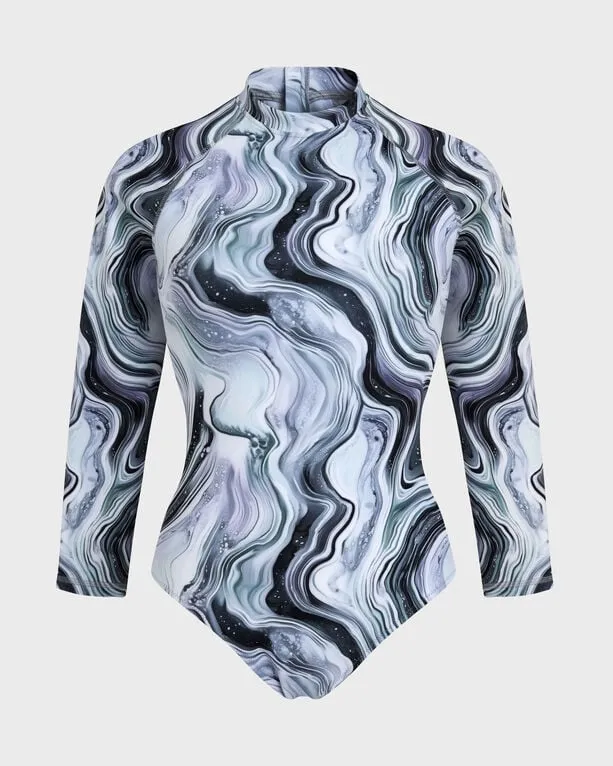 Vilebrequin - Einteiliger Marble Rashguard Mit Uv-schutz Für Damen - Rashguard - Lexane - Weiss - Größe XS Vilebrequin - Einteiliger Marble Rashguard Mit Uv-schutz Für Damen - Rashguard - Lexane - Weiss - Größe XS