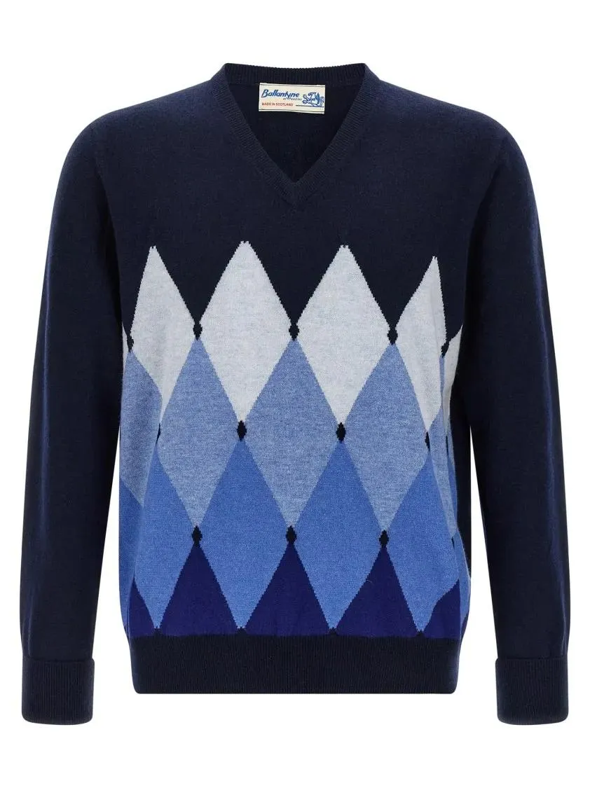 Ballantyne - Argyle Pattern Sweater - Größe 52 - blau Ballantyne - Argyle Pattern Sweater - Größe 52 - blau
