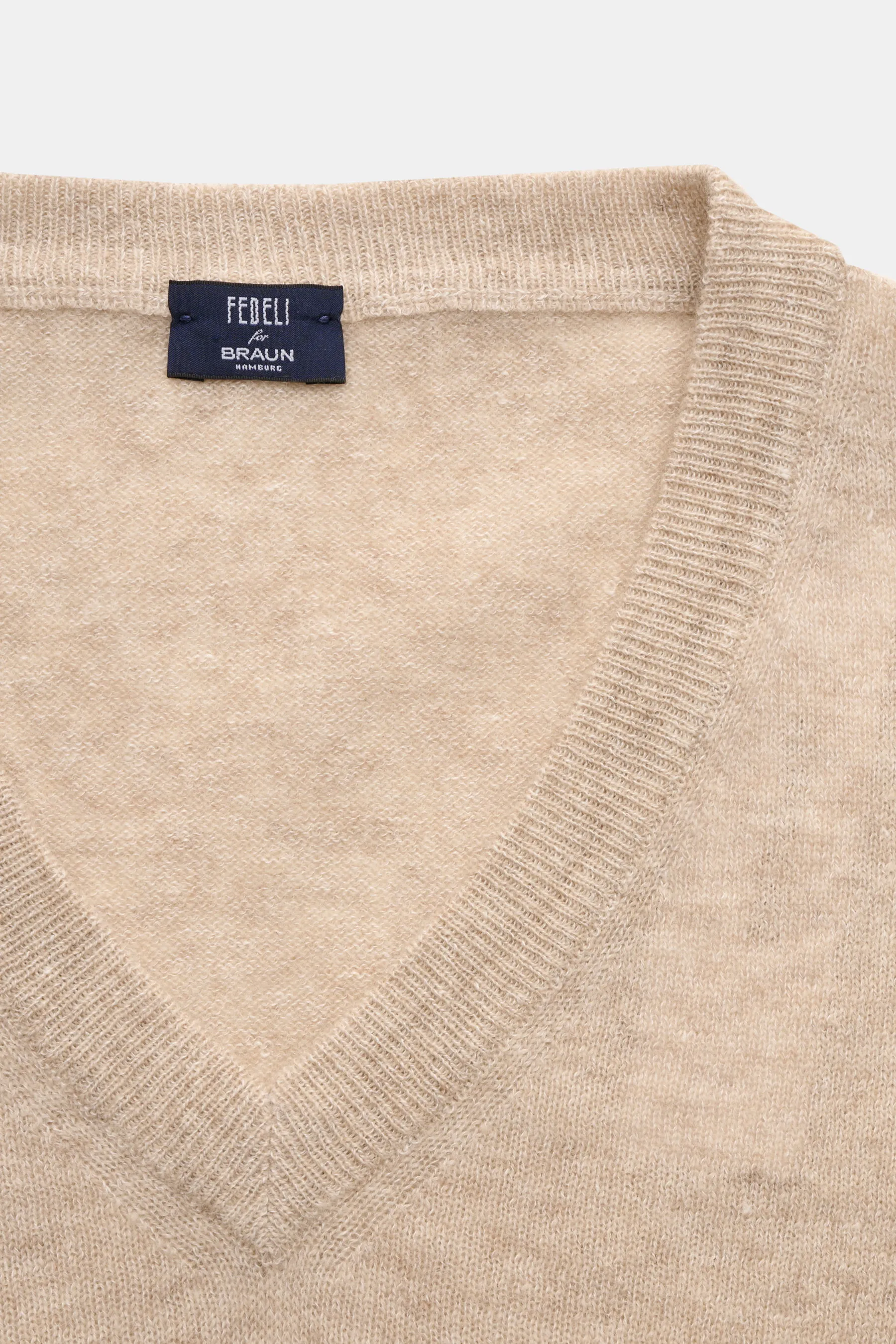 Fedeli - Herren - V-Neck Pullover beige meliert – Bild 2