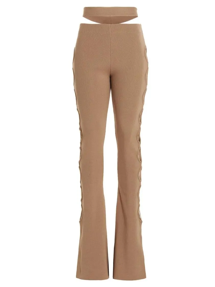 Andreadamo - Cut Out Pants With Lacing - Größe M - braun Andreadamo - Cut Out Pants With Lacing - Größe M - braun