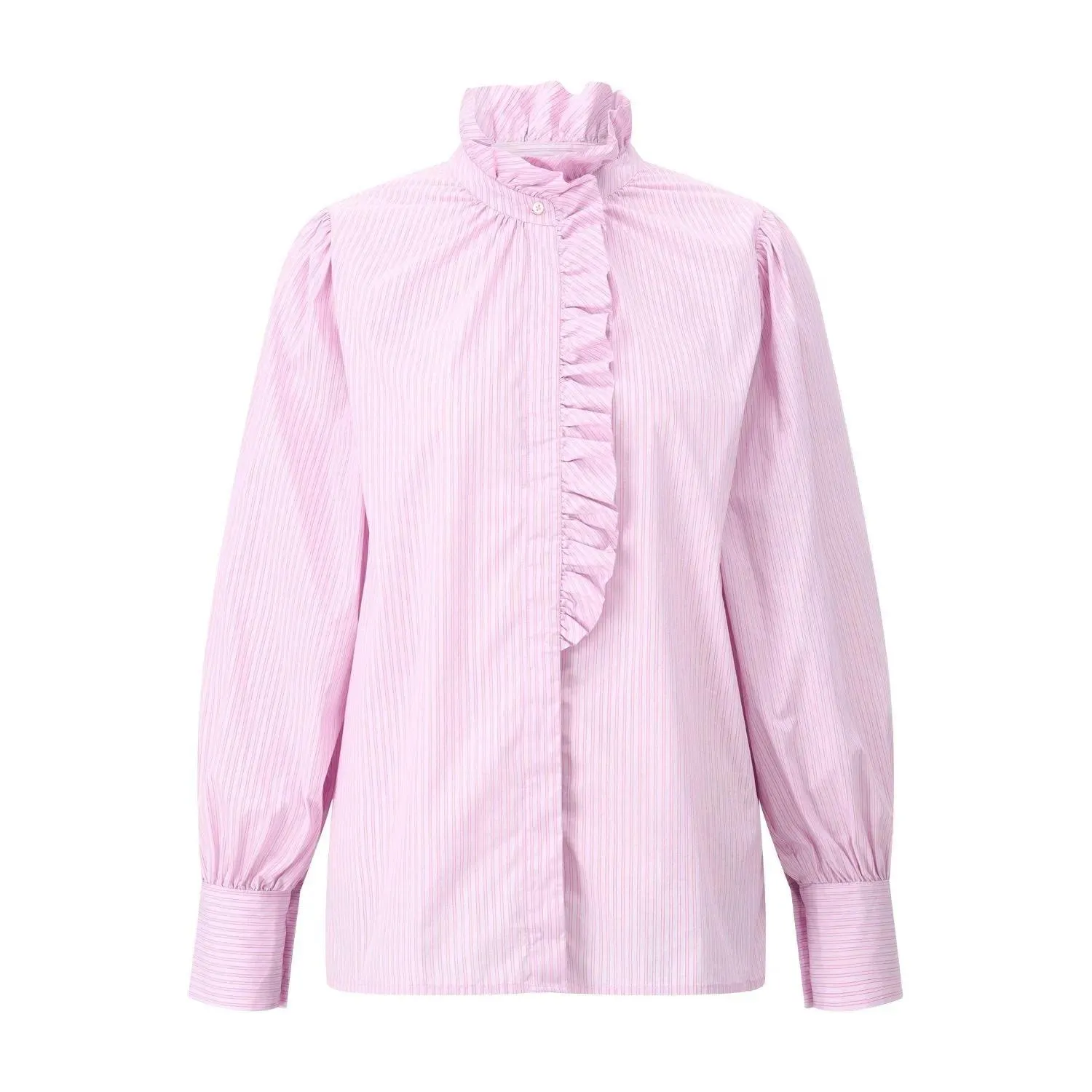 Emily can den Bergh - Gestreifte Hemdbluse mit Rüschen - Größe 40 - rosa Emily can den Bergh - Gestreifte Hemdbluse mit Rüschen - Größe 40 - rosa