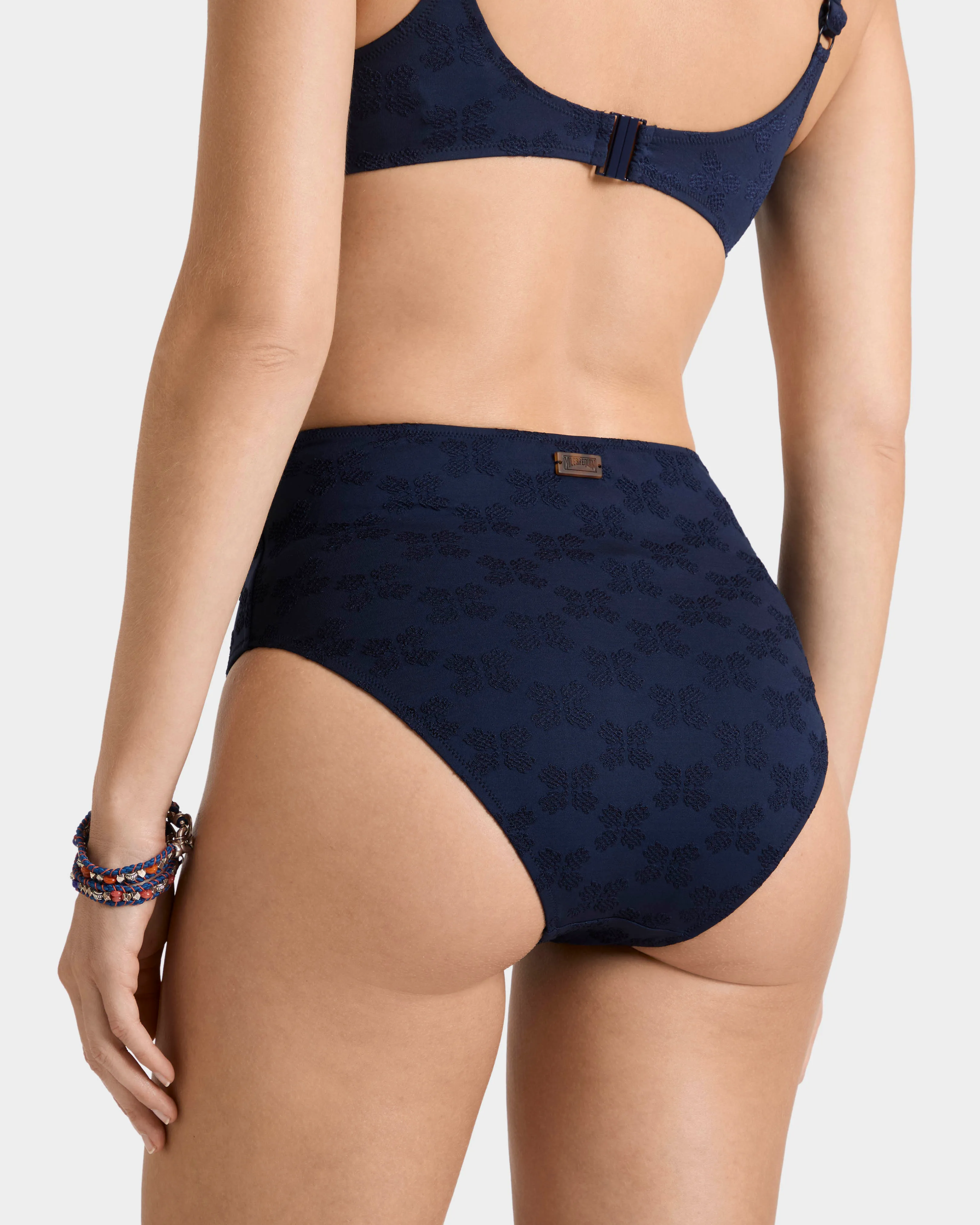 Vilebrequin - Turtle Monogram Bikinihose Mit Hohem Bund Aus Jacquard Für Damen - Bademode - Frosty - Blau - Größe M – Bild 4