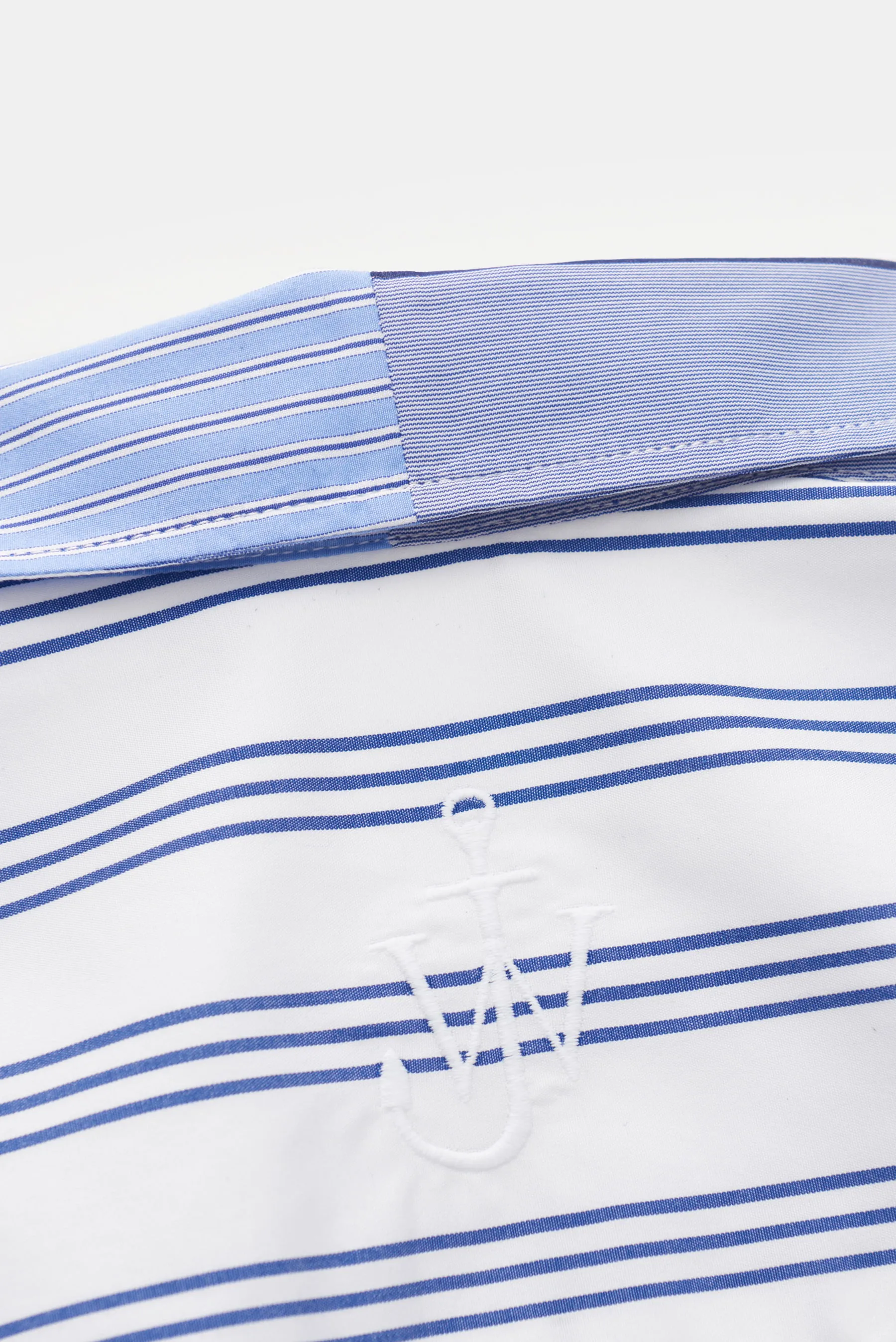 JW Anderson - Herren - Kurzarmhemd Kubanischer Kragen graublau/rauchblau/weiß gestreift – Bild 5