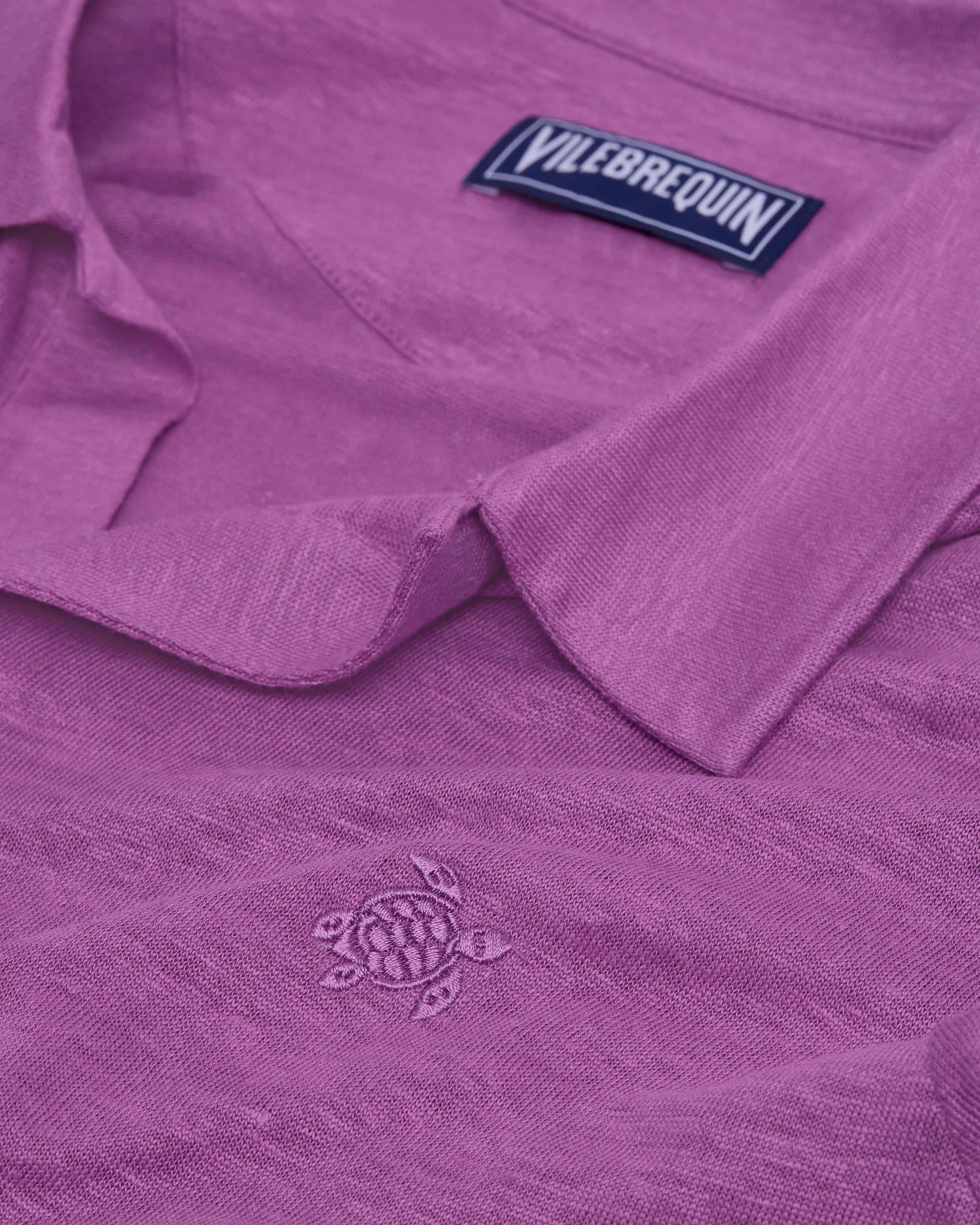 Vilebrequin - Einfarbiges Polohemd Aus Leinenjersey Für Herren - Polohemd - Pyramid - Violett - Größe XL – Bild 6