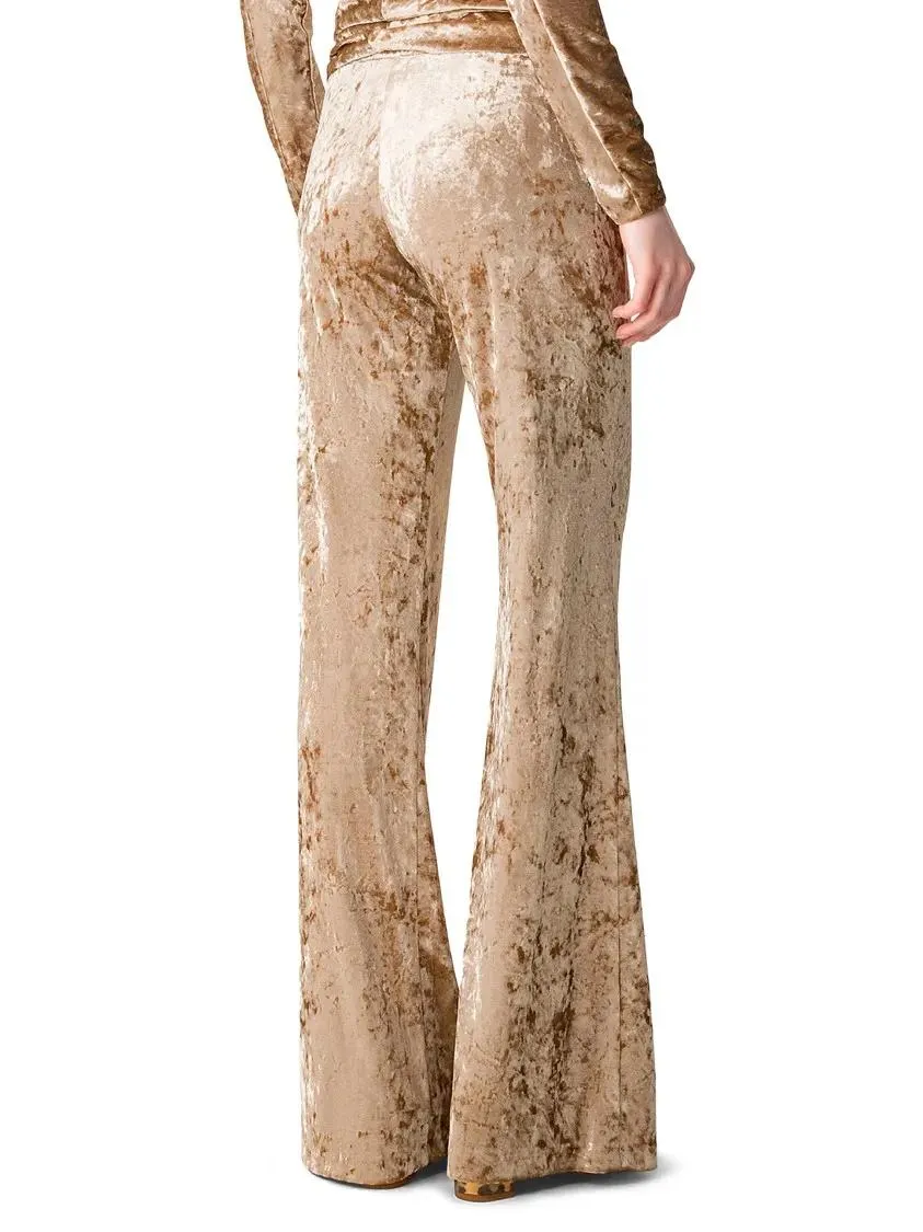 Forte Forte - Iridescent Stretch Velvet High-Waisted Trousers - Größe II - beige – Bild 3