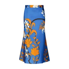 Herzensangelegenheit - Midirock mit floralem Muster - Größe 40 - blau Herzensangelegenheit - Midirock mit floralem Muster - Größe 40 - blau