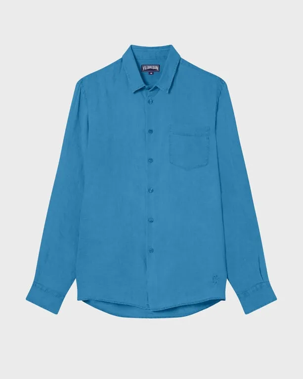 Vilebrequin - Solid Hemd Aus Leinen Für Herren - Hemd - Caroubis - Blau - Größe XXL Vilebrequin - Solid Hemd Aus Leinen Für Herren - Hemd - Caroubis - Blau - Größe XXL