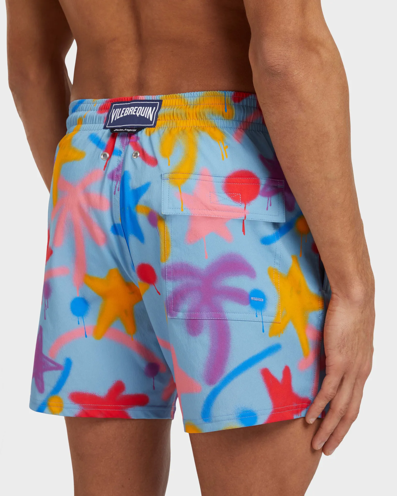 Vilebrequin - Kurze Spray Paint Stretch-badeshorts Für Herren - Vbq X Palm Angels - Bademode - Monrise - Blau - Größe M – Bild 6