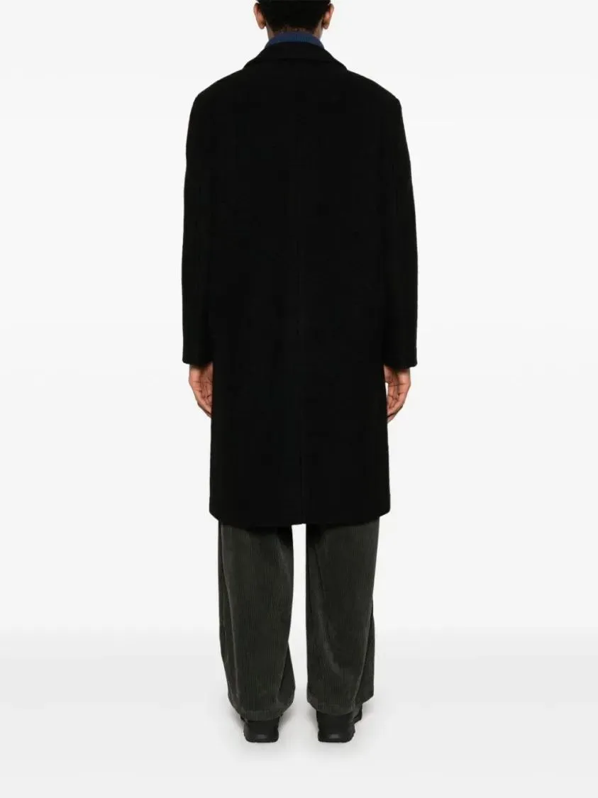 Amish - Long Black Tailored Coat With Notched Lapel And Bu - Größe M - schwarz – Bild 4