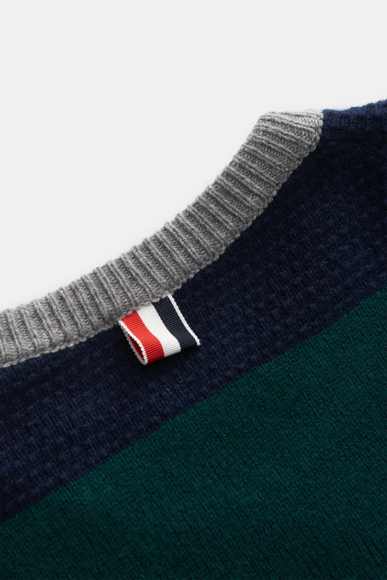 Thom Browne - Herren - Rundhalspullover grün/blau gestreift – Bild 4